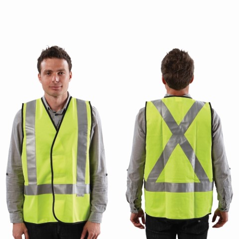 SAFETY VEST DAY/NIGHT YELLOW X BACK - XL